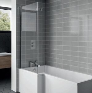 Kartell Koncept Elite L Shaped Shower Bath Screen - 6mm Glass - 1400mm x 820mm - Chrome