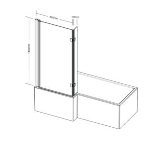Kartell Koncept Elite L Shaped Shower Bath Screen - 6mm Glass - 1400mm x 820mm - Chrome - Image 2