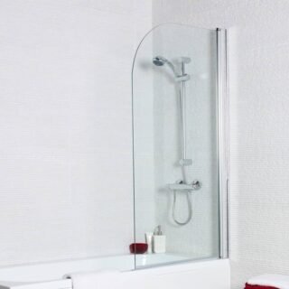 Kartell Koncept Straight Shower Bath Screen - 6mm Glass - 1400mm x 780mm - Chrome - Image 2