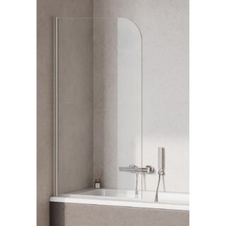 Kartell Koncept Straight Shower Bath Screen - 6mm Glass - 1400mm x 780mm - Chrome - Image 3