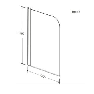Kartell Koncept Straight Shower Bath Screen - 6mm Glass - 1400mm x 780mm - Chrome - Image 4