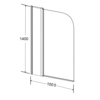 Kartell Koncept Straight Shower Bath Screen With Extension Panel - 6mm Glass - 1400mm x 1000mm - Chrome - Image 3