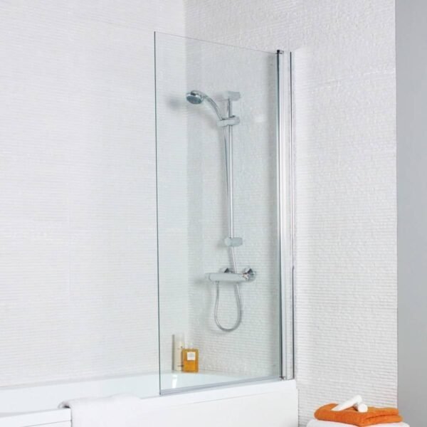 Kartell Koncept Straight Square Shower Bath Screen - 6mm Glass - 1400mm x 780mm - Chrome - Image 2