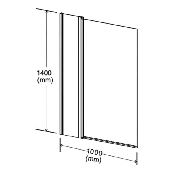 Kartell Koncept Straight Square Shower Bath Screen With Extension Panel - 6mm Glass - 1400mm x 1000mm - Chrome - Image 3