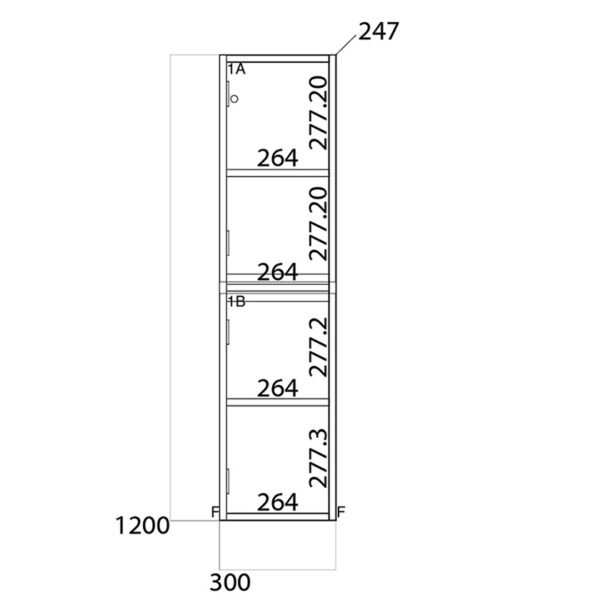 Kartell Kore 2 Door Wall Hung Tall Storage Unit - 1200mm High - Image 5