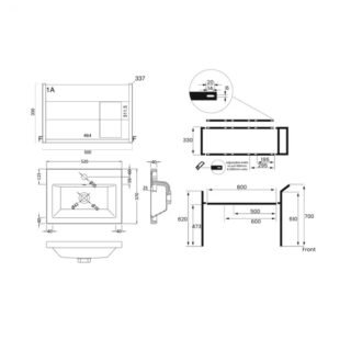 Kartell Kore 1 Drawer Floorstanding Vanity Unit With Basin And Frame - 520mm Wide - 1 TH - Image 2