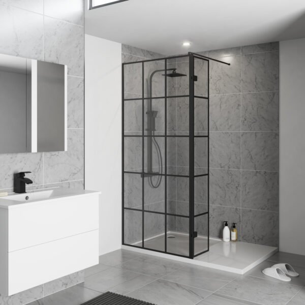 Kartell KV8 Wetroom Panel - 8mm Glass - Black