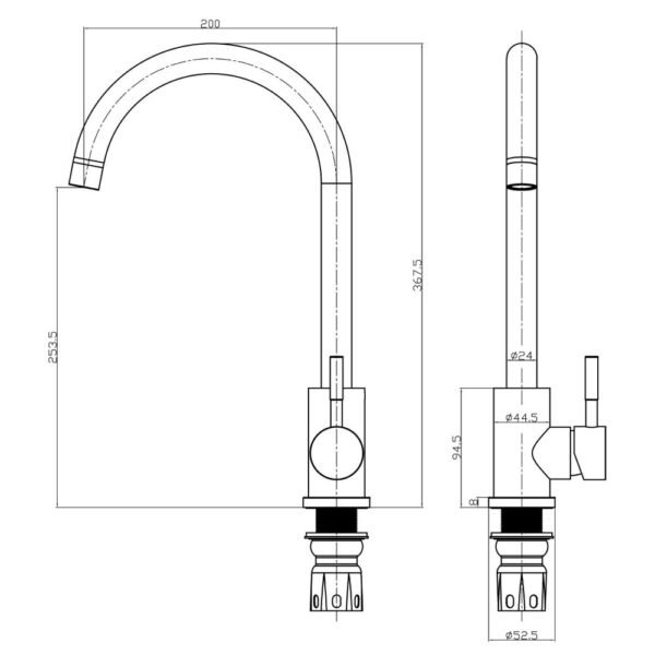 Scudo Manhattan Deck Mounted Kitchen Mixer Tap - Image 5