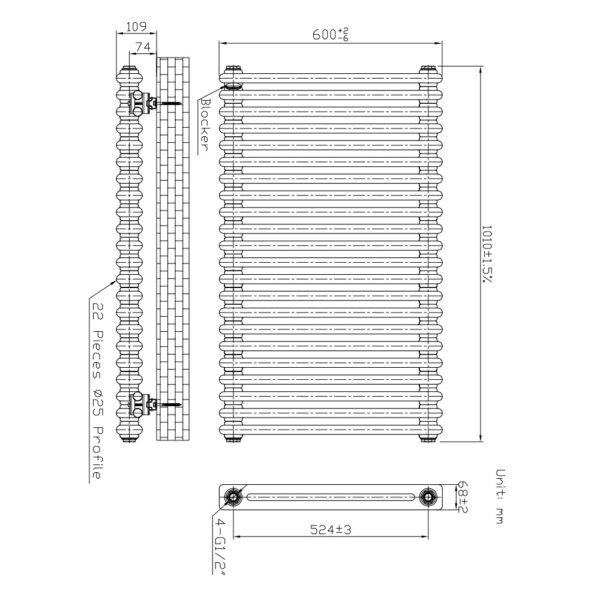 Kartell Laser Klassic 2-Column Horizontal Column Radiator - White - Image 4