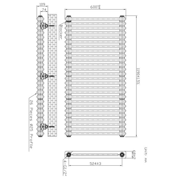 Kartell Laser Klassic 2-Column Horizontal Column Radiator - White - Image 5