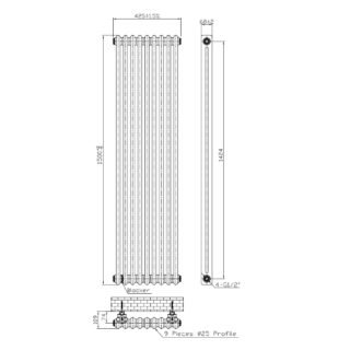 Kartell Laser Klassic 2-Column Vertical Column Radiator - White - Image 3