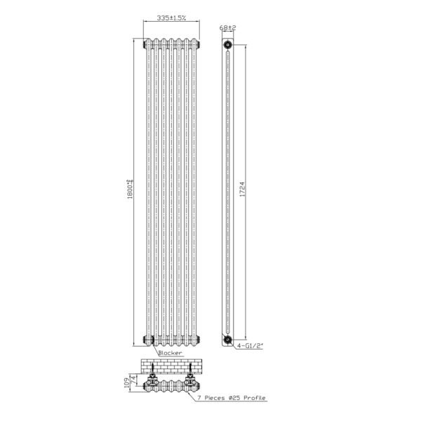 Kartell Laser Klassic 2-Column Column Radiator - White - Image 2