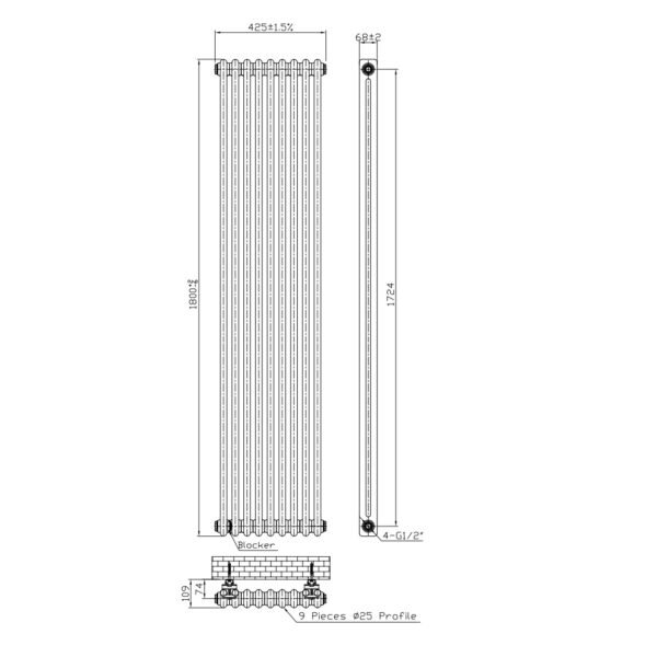 Kartell Laser Klassic 2-Column Column Radiator - White - Image 3
