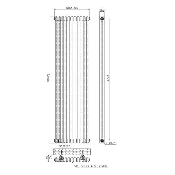 Kartell Laser Klassic 2-Column Column Radiator - White - Image 4