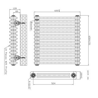 Kartell Laser Klassic 3-Column Horizontal Column Radiator - White - Image 2