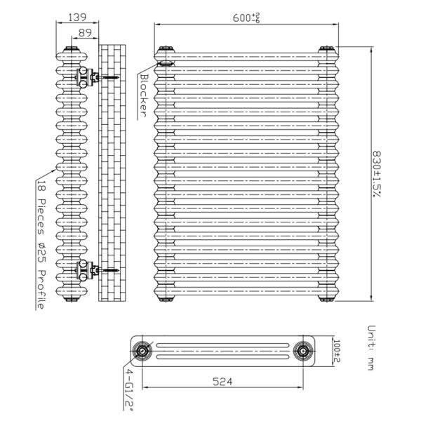 Kartell Laser Klassic 3-Column Horizontal Column Radiator - White - Image 3