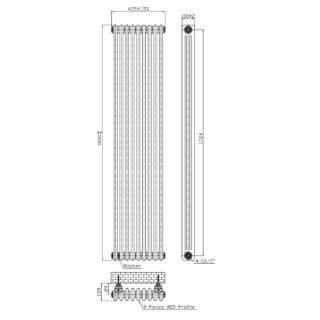 Kartell Laser Klassic 3-Column Vertical Column Radiator - White - Image 3