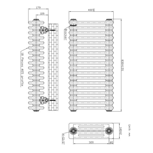 Kartell Laser Klassic 2-Column Column Radiator - 14-Section - White - Image 3