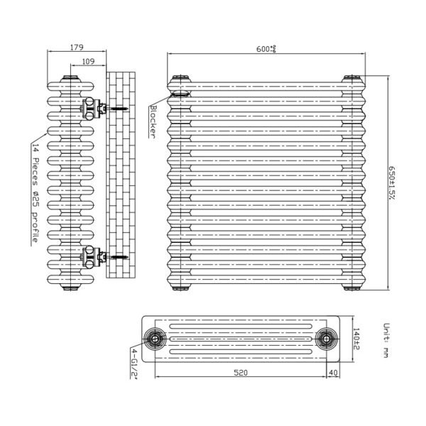 Kartell Laser Klassic 4-Column Horizontal Column Radiator - White - Image 2