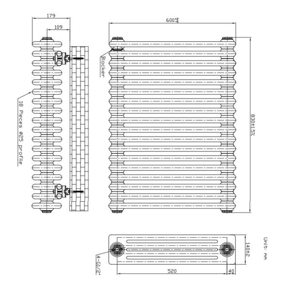 Kartell Laser Klassic 4-Column Horizontal Column Radiator - White - Image 3
