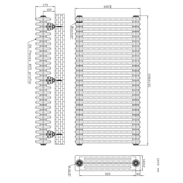 Kartell Laser Klassic 4-Column Horizontal Column Radiator - White - Image 5