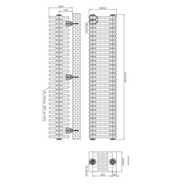 Kartell Laser Klassic 6-Column Horizontal Column Radiator - White - Image 4
