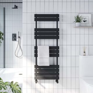 Scudo Life Vertical Designer Heated Towel Rail - Black - Image 2
