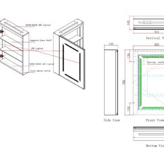 Kartell Link 1 Door LED Illuminated Mirror Cabinet - 700mm x 500mm - Image 5
