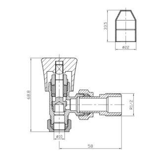 Kartell Style 10mm Angled Lockshield Radiator Valve - Chrome - Image 2