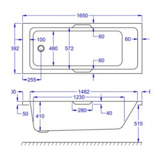 Kartell Luxe Gripped Single Ended Bath - No TH - Gloss White - Image 5