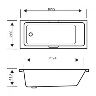 Kartell Luxe Gripped Single Ended Bath - No TH - Gloss White - Image 6