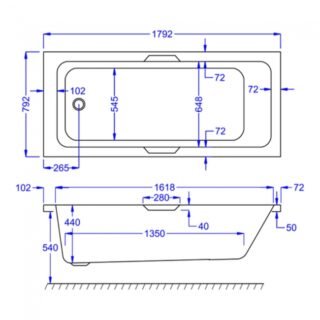 Kartell Luxe Gripped Single Ended Bath - No TH - Gloss White - Image 8