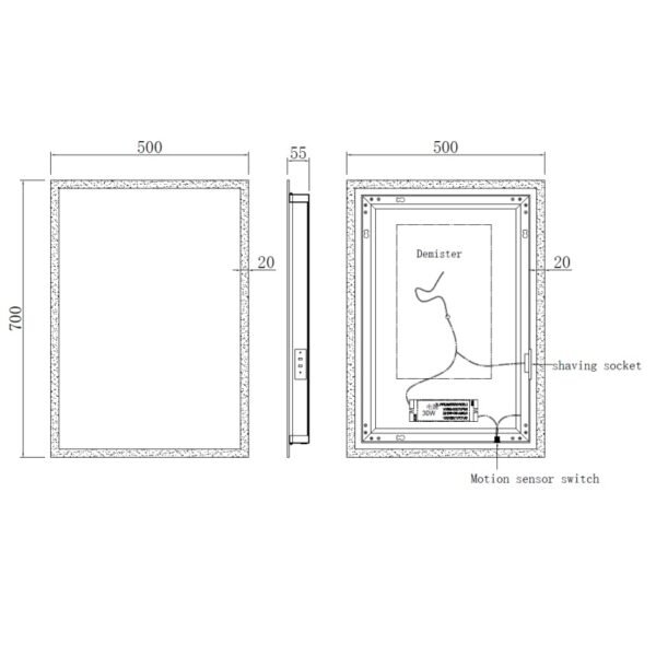 Kartell Manton LED Illuminated Mirror - 700mm x 500mm - Image 2