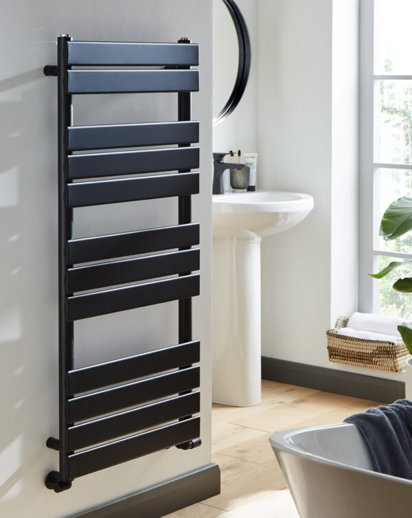 Kartell Memphis Straight Vertical Heated Towel Rail - Matt Black