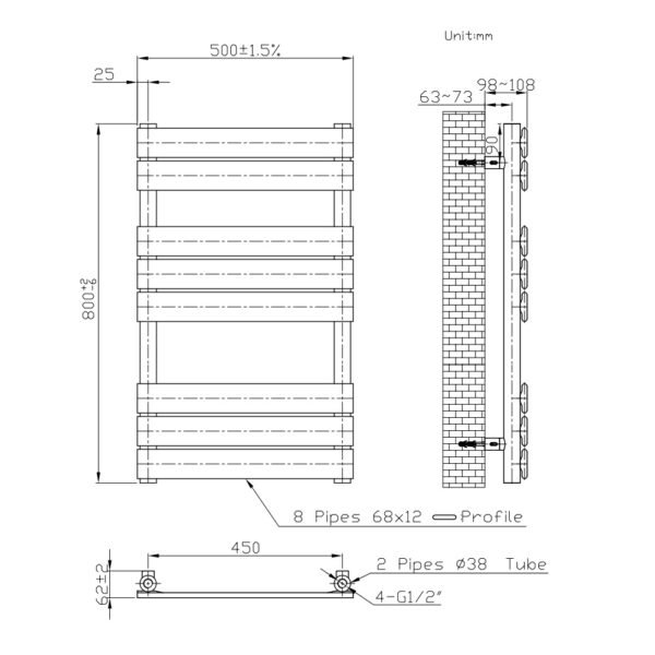 Kartell Memphis Straight Vertical Heated Towel Rail - Chrome - Image 5