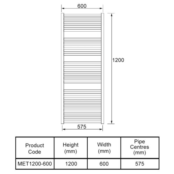 Kartell Metro Straight Vertical Heated Towel Rail - Chrome - Image 5