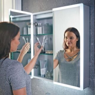 Scudo Mia Double Door Mirror Cabinet - 800mm X 700mm - Image 3