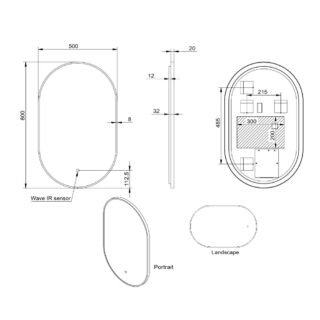 Scudo Aubrey Illuminated Mirror - 800mm x 500mm - Image 2