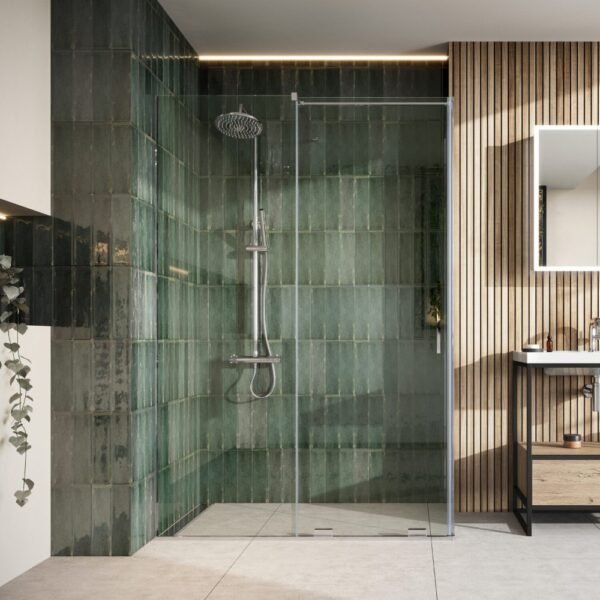 Scudo Momentum 8mm Recessed Sliding Shower Door - Chrome