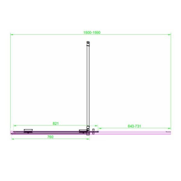 Scudo Momentum 8mm Recessed Sliding Shower Door - Chrome - Image 7