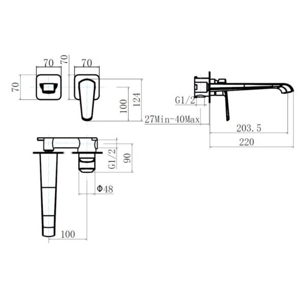 Scudo Montana Wall Mounted Basin Mixer Tap - Image 2