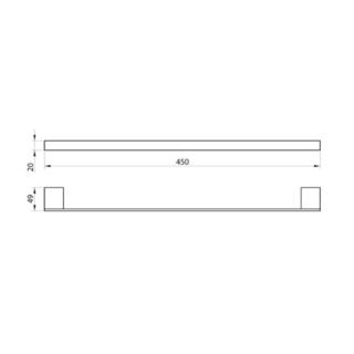 Scudo Mono Towel Bar - 450mm Long - Matt Black - Image 2