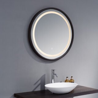 Kartell Montpellier Round Illuminated Mirror - 850mm x 850mm - American Solid Oak - Image 2