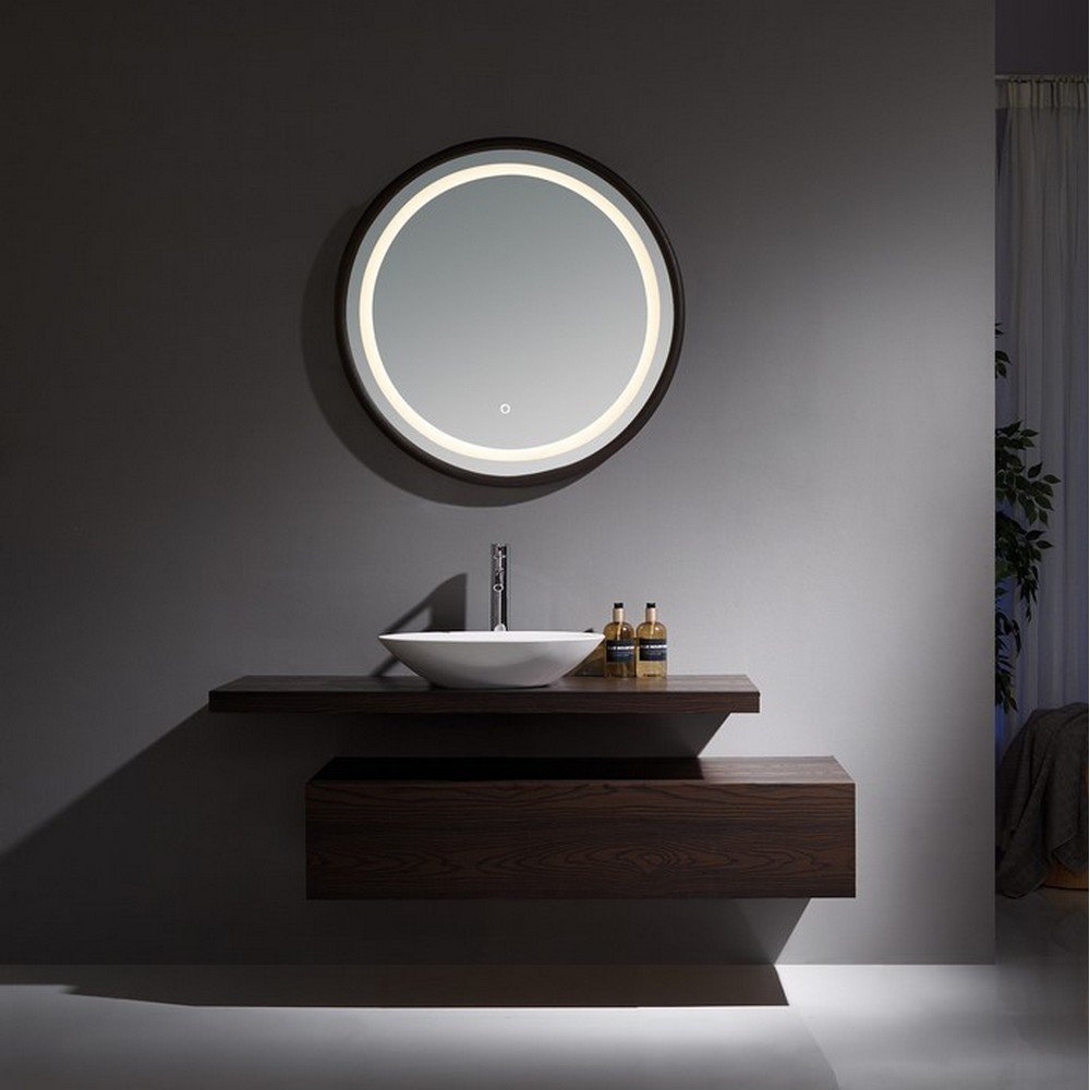 Kartell Montpellier Round Illuminated Mirror - 850mm x 850mm - American Solid Oak