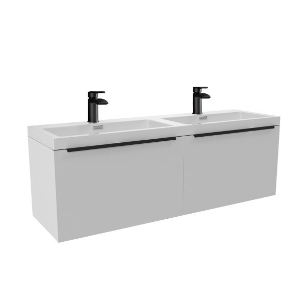 Scudo Muro 1200mm Double Vanity Basin - Gloss White