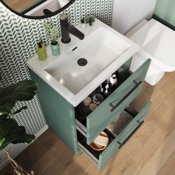Scudo Muro 2 Drawer Floor Standing Vanity Unit With Basin - 500mm Wide - Image 3