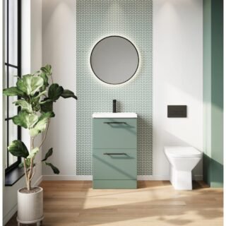 Scudo Muro 2 Drawer Floor Standing Vanity Unit With Basin - 600mm Wide - Image 2