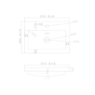 Scudo Muro 2 Drawer Floor Standing Vanity Unit With Basin - 500mm Wide - Image 6