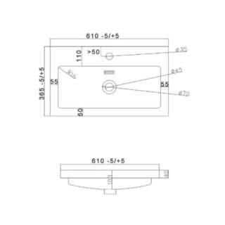 Scudo Muro 1 Drawer Wall Hung Vanity Unit With Basin - 600mm Wide - Image 4
