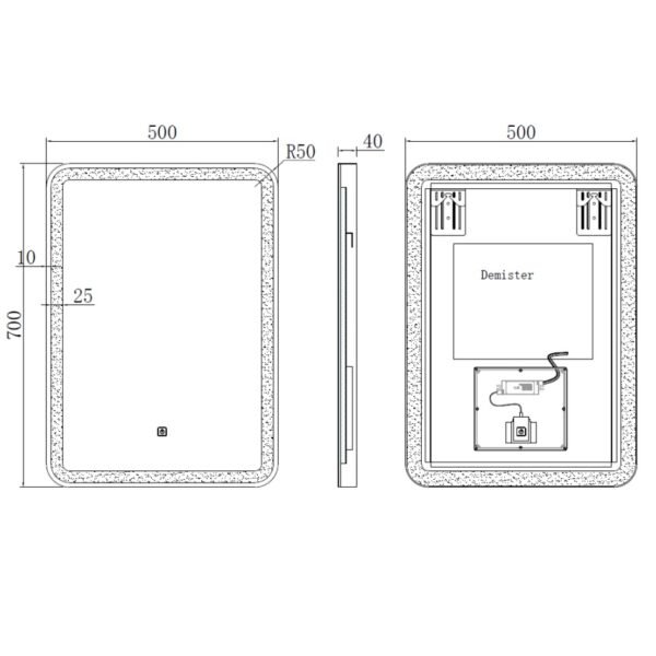 Kartell Nero Rectangular LED Illuminated Mirror - Image 2